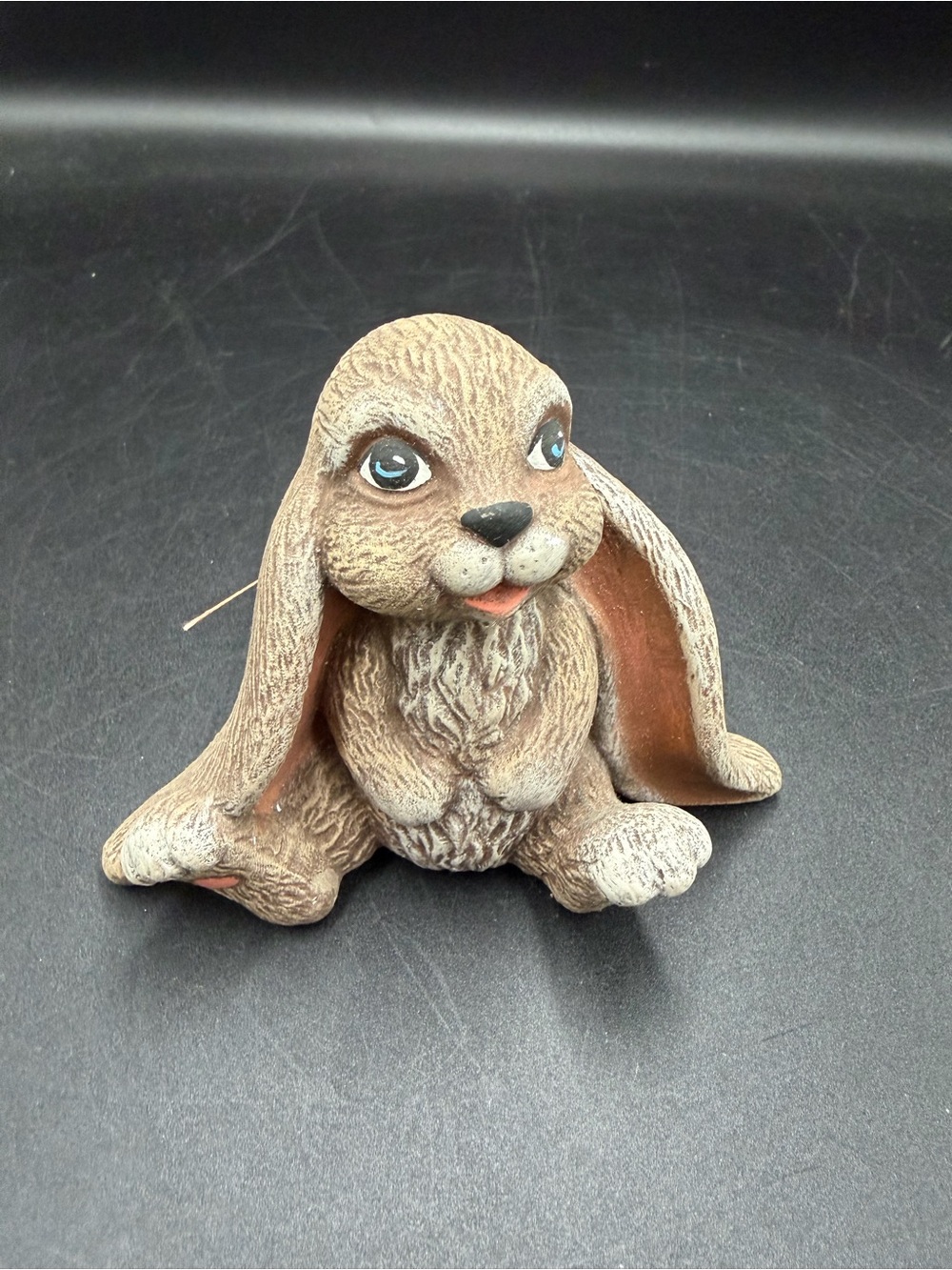 Ceramic Flop Eared Bunny Sitting 3.5" Figurine Scioto Hand Painted